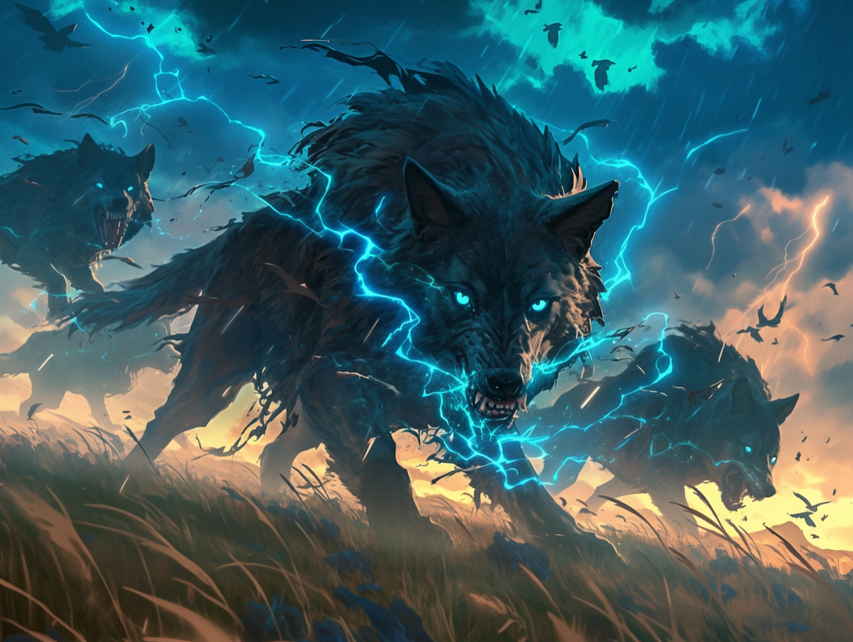 【AI繪圖】撕裂蒼穹！狼群化身雷電主宰~