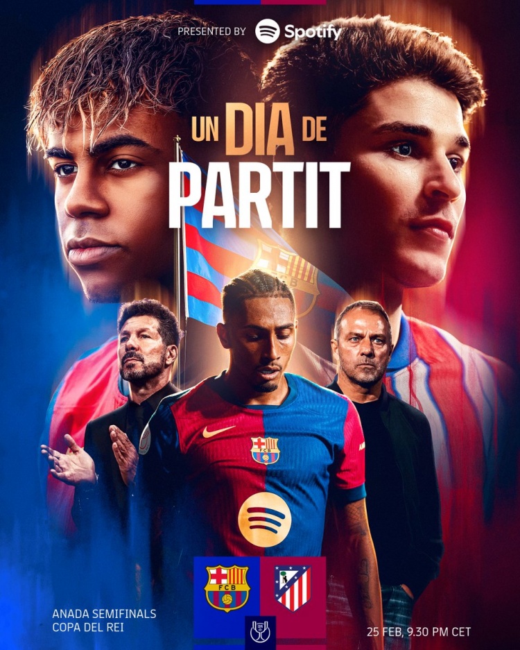 巴薩國王杯vs馬競海報：亞馬爾、拉菲尼亞、弗里克出鏡