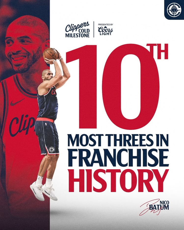 繼續(xù)給油！巴圖姆快船隊史三分命中數(shù)上升至第十