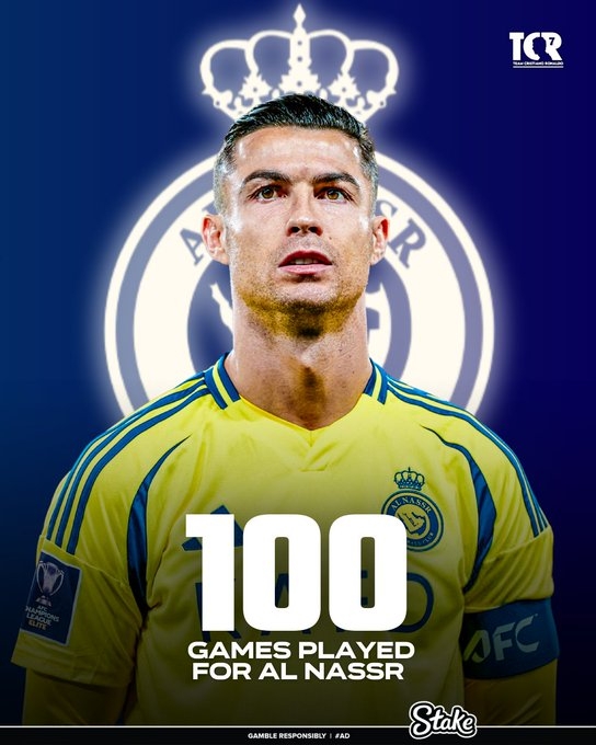 C羅迎利雅得勝利百場(chǎng)里程碑之戰(zhàn)，前99場(chǎng)89球19助