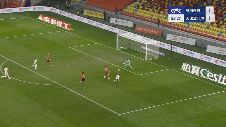 蓉城再度落后！阿代米接隊友直塞推射破門，蓉城1-2津門虎