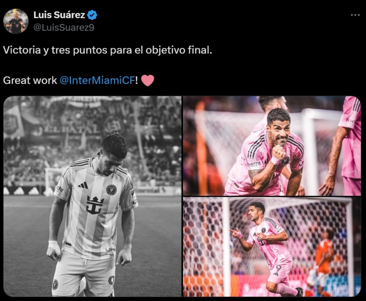 1射3傳造大勝！蘇亞雷斯社媒曬照慶祝勝利：全隊表現(xiàn)很棒！