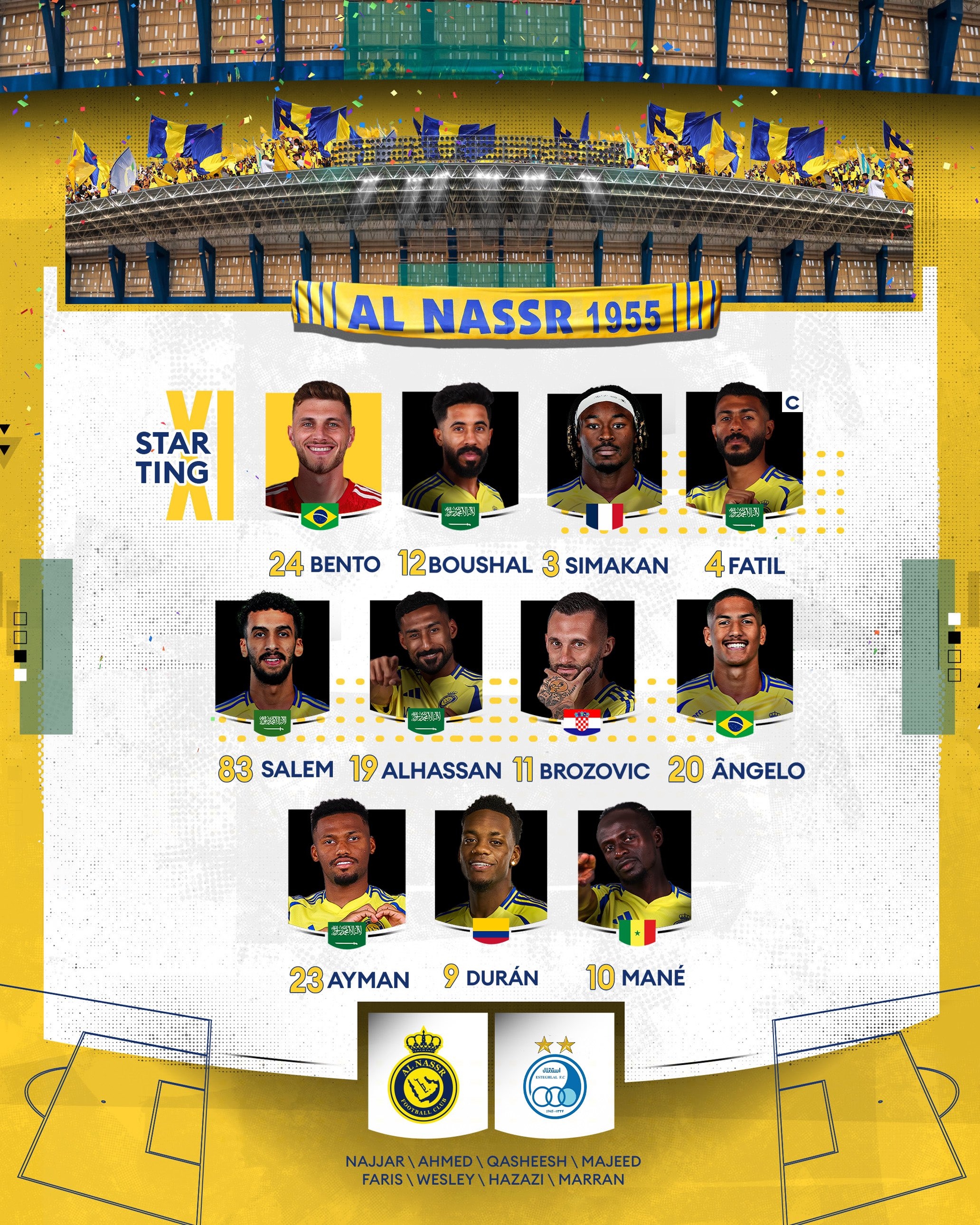 C羅輪休！利雅得勝利亞冠首發(fā)：馬內(nèi)、杜蘭先發(fā)，B羅、西馬坎出戰(zhàn)