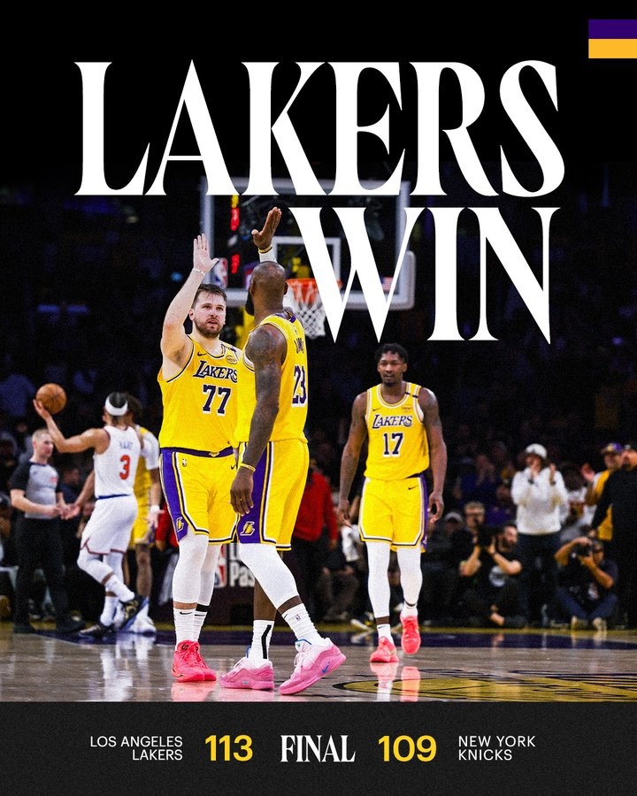 湖人官方曬出贏球海報(bào)：詹姆斯、東契奇、芬尼-史密斯登上封面