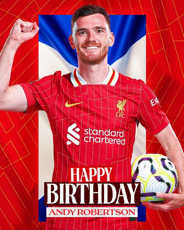 羅伯遜迎來31歲生日，利物浦官推曬海報(bào)送祝福