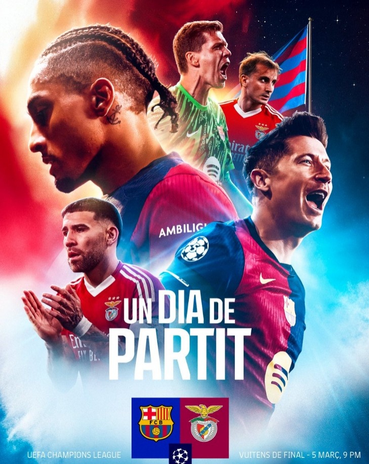 巴薩發(fā)布歐冠戰(zhàn)本菲卡海報：萊萬、拉菲尼亞、什琴斯尼出鏡