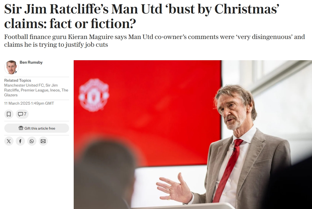 曼聯(lián)圣誕節(jié)前可能破產(chǎn)？財(cái)務(wù)專家：假透了，拉爵在為裁員找借口