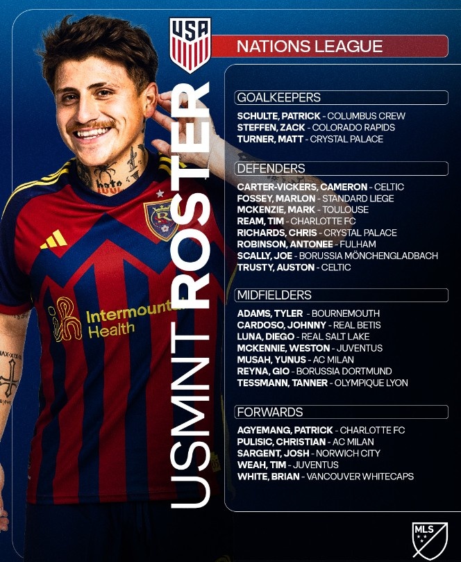 美國(guó)大名單：普利西奇、麥肯尼領(lǐng)銜，羅賓遜、小維阿、穆薩在列