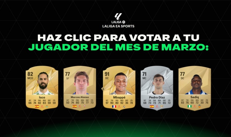 西甲3月最佳球員候選：姆巴佩領(lǐng)銜，伊斯科、馬科斯-阿隆索入選