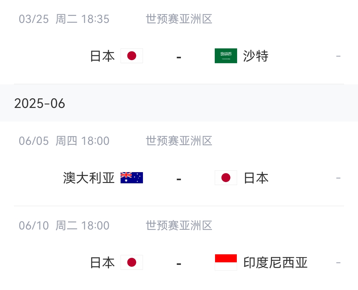 會不會放水？日本剩余賽程：主場vs沙特&印尼，客場vs澳大利亞