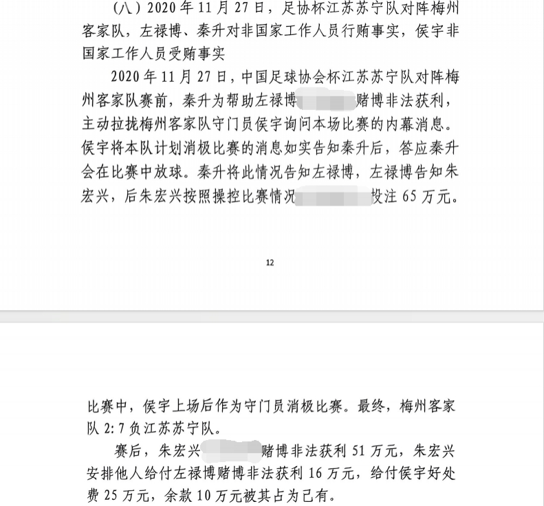 網(wǎng)傳判決書：足協(xié)杯梅州2-7江蘇，梅州門將侯宇收25萬消極比賽