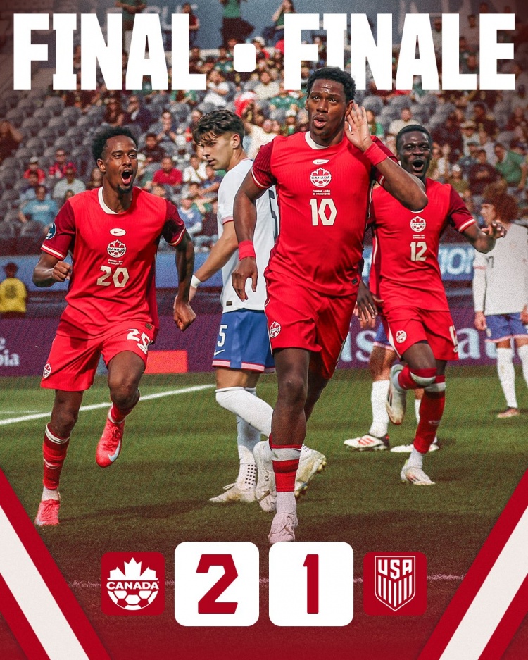 阿方索傷退&戴維攻入制勝進(jìn)球，加拿大2-1美國(guó)奪中北美國(guó)聯(lián)季軍