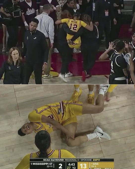 不要啊！南加州女籃王牌朱朱-沃特金斯疑似重傷 被攙扶離場(chǎng)