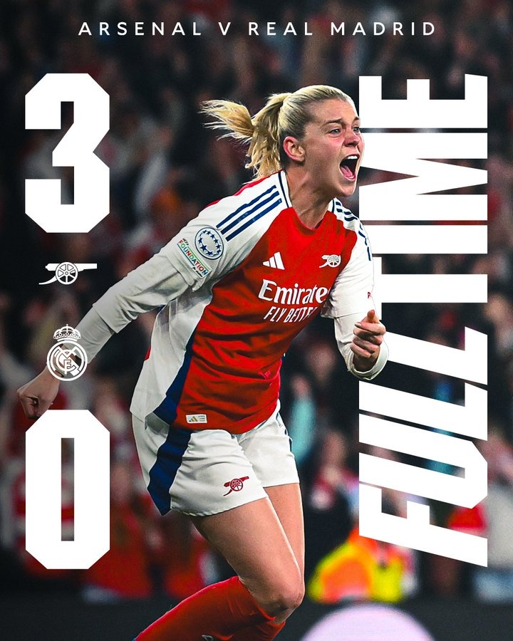 絕地逆轉(zhuǎn)！阿森納女足首回合0-2 次回合3-0逆轉(zhuǎn)皇馬，晉級(jí)歐冠4強(qiáng)