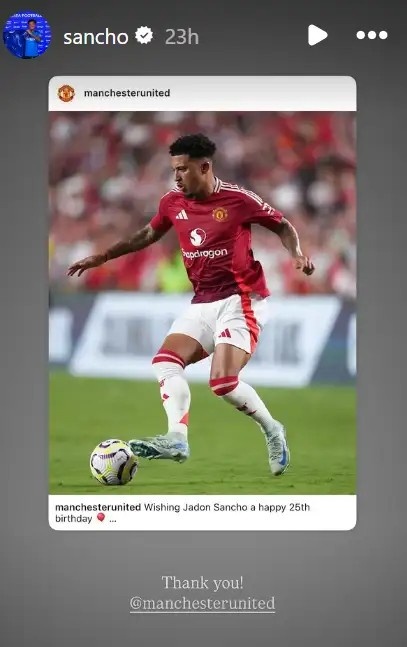 桑喬轉(zhuǎn)發(fā)曼聯(lián)為他慶生的動態(tài)，魔迷熱議：壞了，該不會真要回來吧