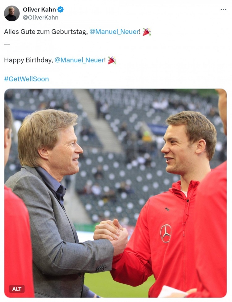 兩位門神！諾伊爾迎來39歲生日，卡恩社媒曬合照送上祝福