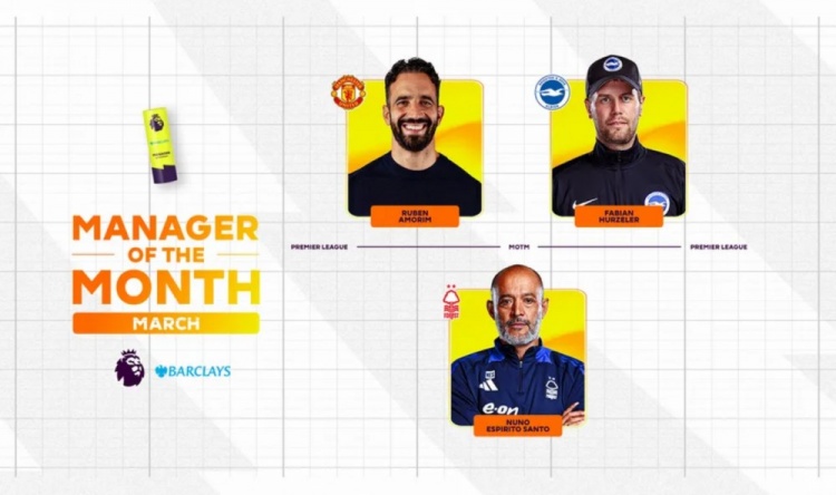 英超3月最佳教練候選：阿莫林、赫爾澤勒、努諾