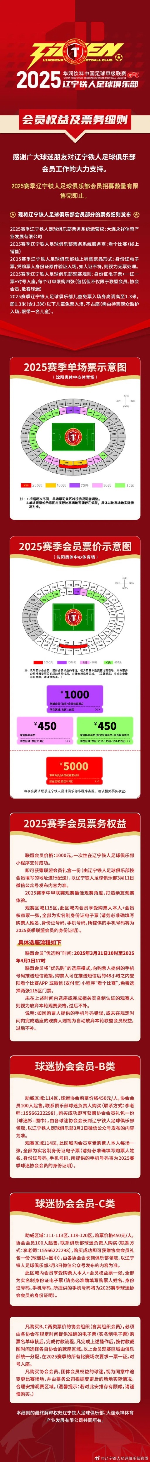 2025賽季遼寧鐵人會(huì)員權(quán)益及票務(wù)細(xì)則