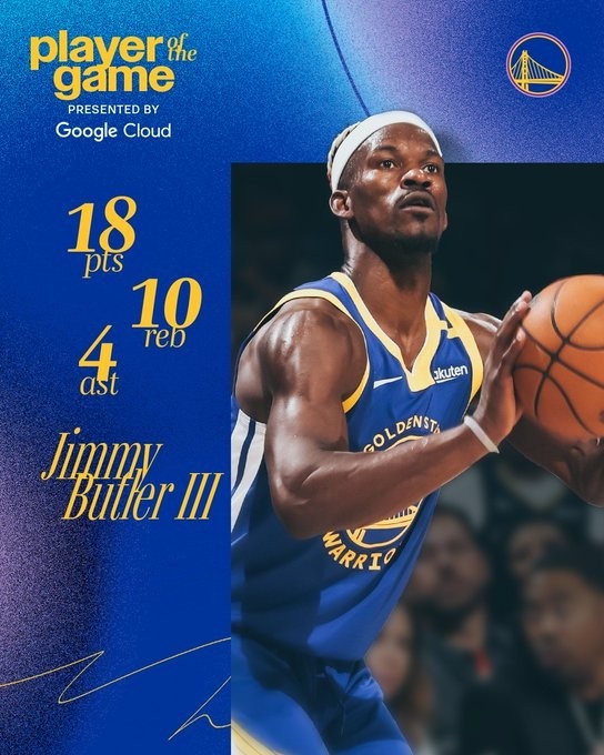 18+10+4！勇士官方發(fā)布巴特勒數(shù)據(jù)海報(bào)：本場(chǎng)最佳球員