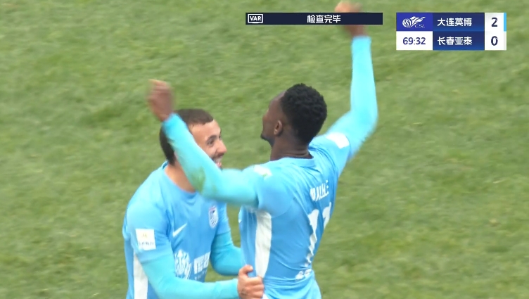 馬萊萊大連處子球！呂焯毅助攻馬萊萊破門，大連英博2-0亞泰