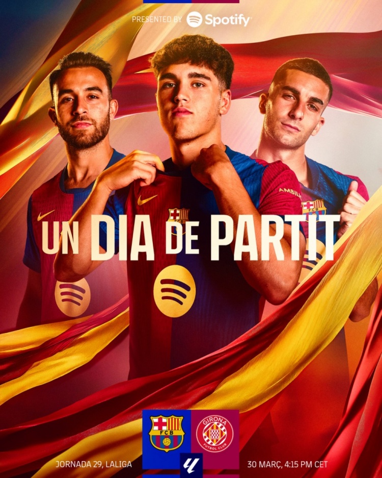 巴薩發(fā)布對陣赫羅納海報：庫巴西、費蘭、埃里克-加西亞出鏡