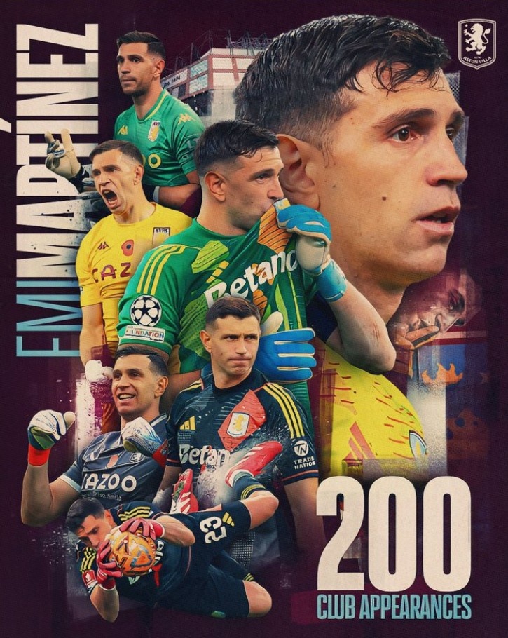 大馬丁達成維拉200次出場里程碑，已為球隊完成63次零封