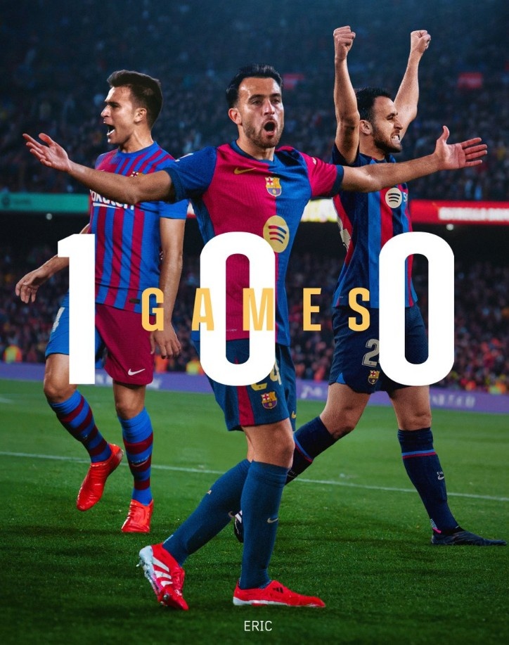 埃里克-加西亞達(dá)成代表巴薩100次出場(chǎng)里程碑，貢獻(xiàn)4球3助攻