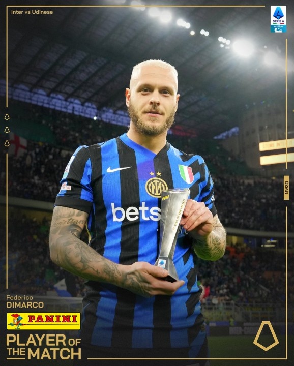 助攻雙響！迪馬爾科當(dāng)選國米2-1烏迪內(nèi)斯一役全場最佳